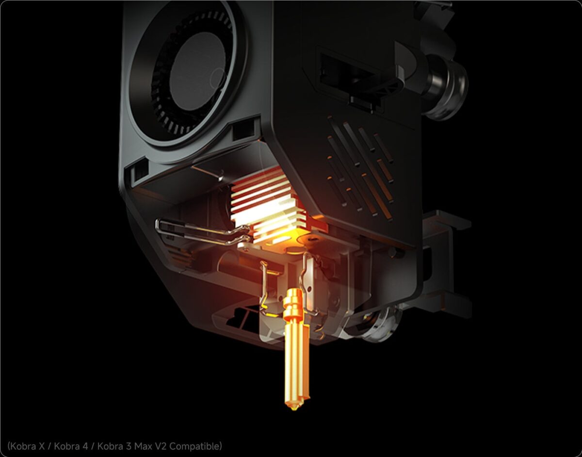 Kobra 3 Max V2の全金属ホットエンドと硬化鋼ノズル(出典:Anycubic公式)