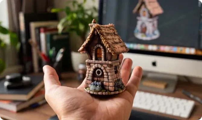 手のひらに乗る建築模型の作例